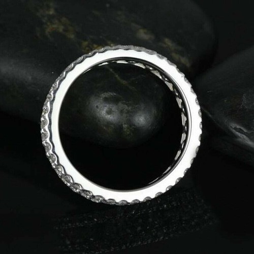 4.5CT Round Cut VVS1 Moissanite Eternity Wedding Band Ring 14K White Gold Plated - Picture 2 of 7