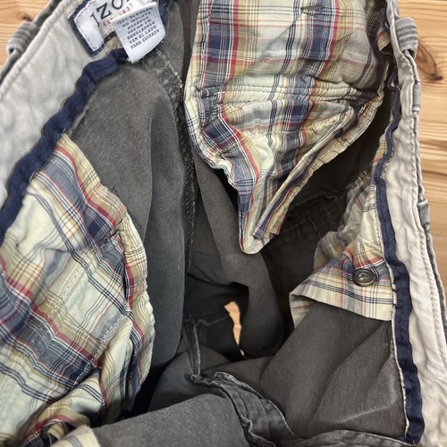 Izod Cargo Shorts 43 Greenish Gray Grid Pattern 100% Cotton Plaid Lining B97 - Bild 12 von 13
