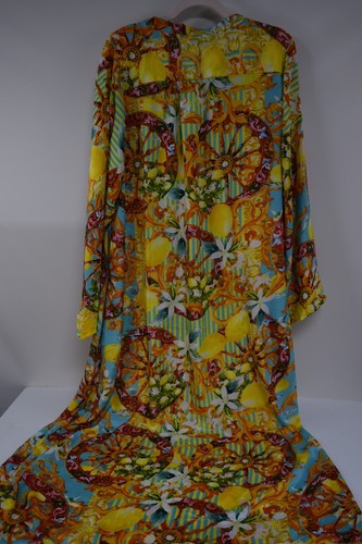 ANTICA SARTORIA  LEMONS & SICILIAN WHEELS  LONG MUMU/KAFTAN/DRESS NWT L/XL - Afbeelding 6 van 7