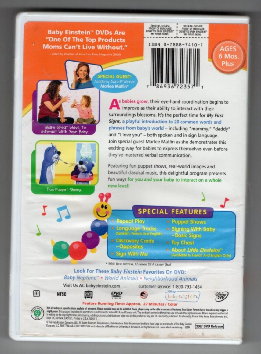Baby Einstein: My First Signs (DVD, 2007) See and Sign with Baby