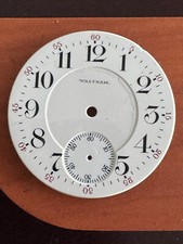 VINTAGE 16S WALTHAM RAILROAD POCKET WATCH PORCELAIN DIAL DOUBLE SUNK