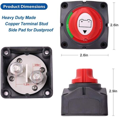 12V Battery Disconnect Rotary Switch Cut On/Off Set for Car SUV RV Marine Boat - Bild 4 von 12
