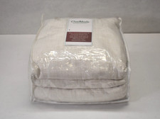 ChadMade Faux Linen Pinch Pleated Drapery Curtain Set 2 Panel Beige White