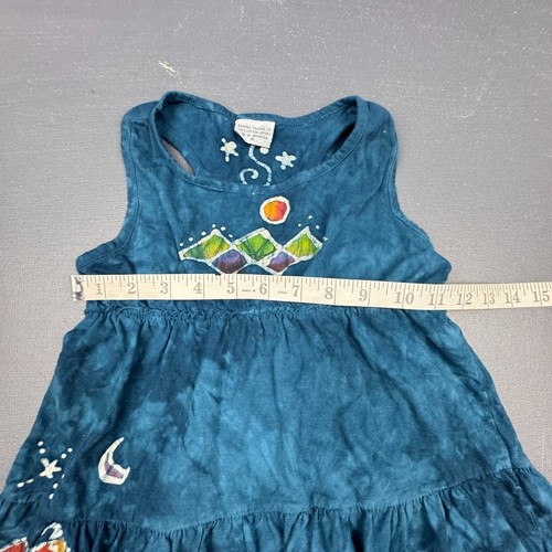 Dharma Trading Co Girls Dress Size 6 Blue Tiered Sleeveless Hand Painted Art - Picture 4 of 7