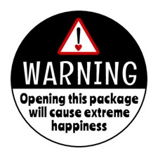30 1.5" THANK YOU WARNING EXTREME HAPPINESS LABELS ROUND STICKERS ENVELOPE SEALS