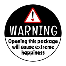 30 1.5" THANK YOU WARNING EXTREME HAPPINESS LABELS ROUND STICKERS ENVELOPE SEALS
