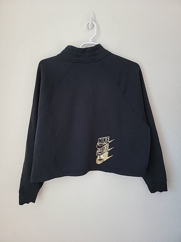 Nike Crop Sweatshirt 2XL Black Gold Foil JUST DO IT - Picture 6 of 8