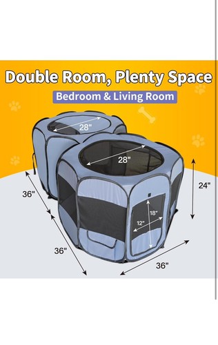 EighteenTek Portable Playpen, Foldable Pet Exercise Pen Tents for Dogs, Cats…….. - Picture 6 of 10