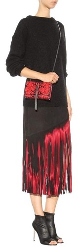 Tamara Mellon Fransen Ziegenveloursleder Midi Lederrock NEU (Größe 2) Einzelhandel 750 $ - Bild 1 von 5