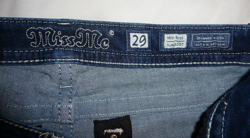 Miss Me sz 29 raw hem frayed cropped slim boot cut jeans mid rise EUC - Picture 6 of 7