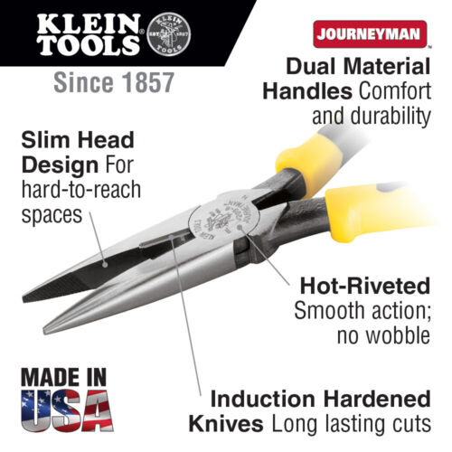 Klein Tools J203-8 Needle Nose Pliers with Cutter, Heavy Duty 8-Inch Journeyman - Picture 2 of 5