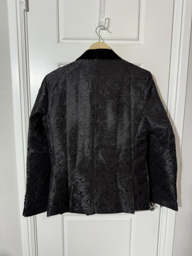 Boys Suits for Kids Size 16 Black Embossed 3 Pieces Tuxedo - Picture 2 of 4