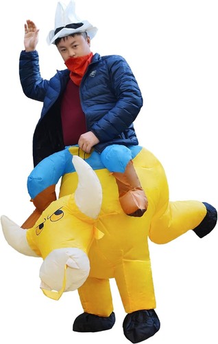 Aufblasbarer Stier Reiter Kostüm Blow Up Halloween Fahrt auf Cowboy Kostüm - Bild 37 von 48
