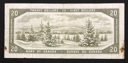 1954 Canada $20 Twenty Dollar Banknote BC-33b Beattie/Coyne Devil's Face - Bild 2 von 2