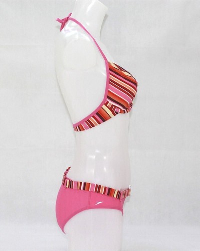 Speedo Bikini Set Swimwear Women Size 10 Pink/Multi Underwired Beach Holiday - Picture 7 of 10