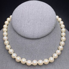 Faux Pearl Collar Necklace Single Triple Strand Beaded Classic Simple Vintage