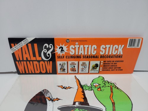 Vintage Halloween Witch Skeleton Static Stick Cling Wall Window Decoration 1996 - Picture 2 of 8