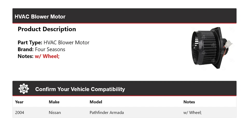 Motor soplador de climatización Nissan Pathfinder Armada 2004 4 estaciones Foto 2 de 4