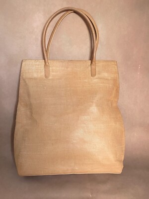 Vintage große Luxus handgefertigte Eidechsenhaut Leder creme Beuteltasche Handtasche Schultertasche