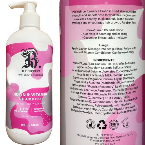 Biotin Vitamin Shampoo & Conditioner Set For Hair Growth, Sulfate Free Cucumber - Picture 22 of 68