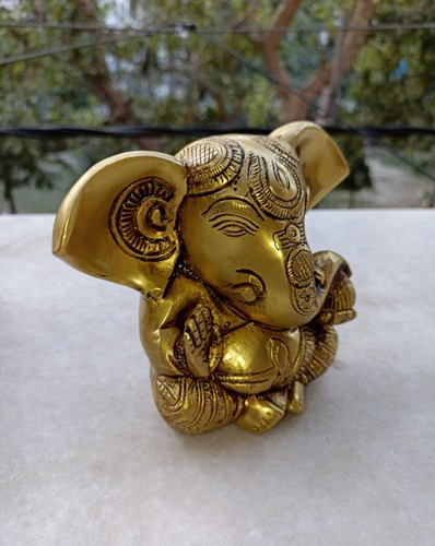 Sitzende Ganpati Idol Messing Ganesha Statue Haus und Büro Tischdeko AJ179 - Bild 7 von 12