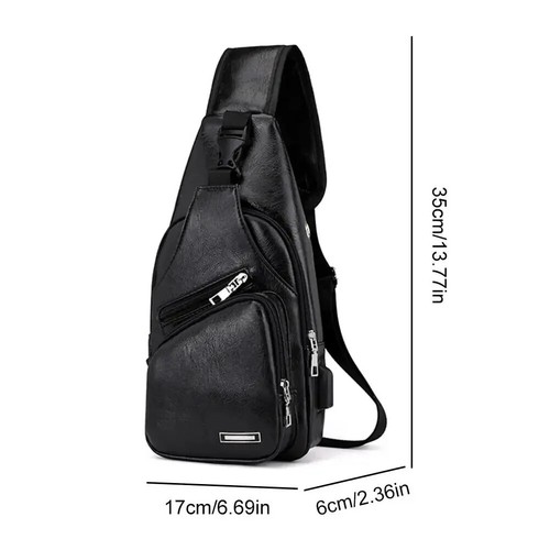 Men's Sling Crossbody Bag Anti-theft Chest Shoulder Messenger Backpack USB Port - Picture 3 of 6