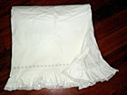 SPRINGS COTTAGE WHITE BLUE YELLOW EMBROIDERED LACE RUFFLED TWIN FLAT SHEET 70X90