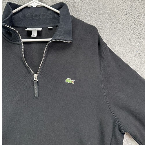 Lacoste Sweater Adult 2XL Black Quarter Zip Pullover Sweatshirt Crocodile Mens - Picture 10 of 13
