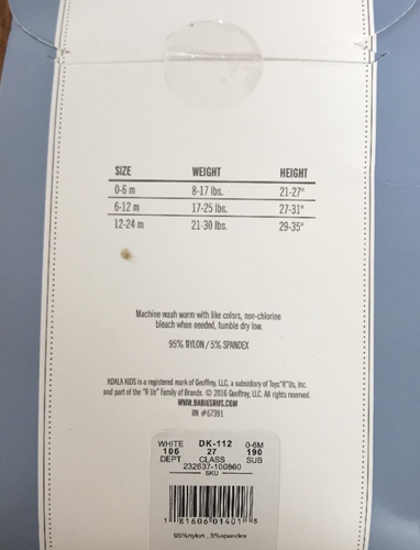 Koala Kids Ruffle Rhumba White Tights Infant 0-6 Mo-Brand New-Ships N 24h - Picture 2 of 2