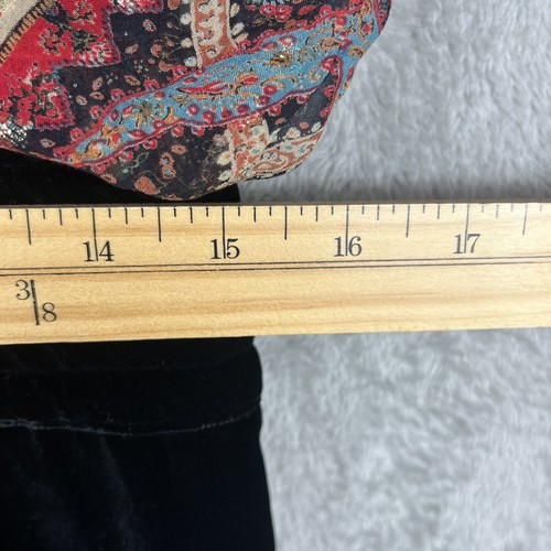 Vestido De Colección Wayne Clark 8 Negro Estampado Terciopelo Gasa Rodilla Globo Mangas Abullonadas Años 70 - Imagen 18 de 20