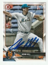 Adam Hill Signed 2018 Bowman Draft Card #BD-154 Auto Mets Brewers Baseball COA