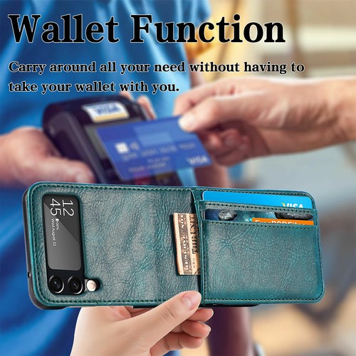 For Samsung Galaxy Z Flip 3 5G Shockproof Hybrid Folding Leather Card Case Cover - Picture 55 of 71