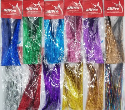2 PKGS- 14'' Long: HOLOGRAPHIC FLASHABOU- Fly Tying Jig Bucktail Tinsel Flash