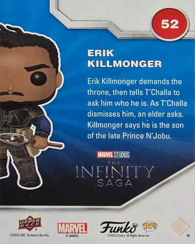 Funko Pop! - Gold Glitter Card "Erik Killmonger" (#52) Upper Deck 2023 *Rare - Picture 2 of 6
