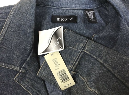 Ideology Denim Jacket Women Size 8 Stretch Cropped Gray/Blue Button Down NWT - Picture 3 of 4