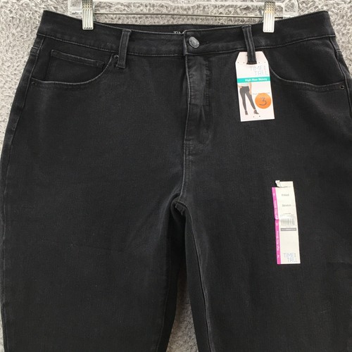 Time And True Skinny Jeans Womens 16 (actual 36x30) Black High Rise Zip Fly NEW - Picture 2 of 21