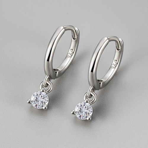 Women 925 Sterling Silver Gold Plated Huggie Hoop Dangle CZ Earrings Gift D23 - 第 6/10 張圖片