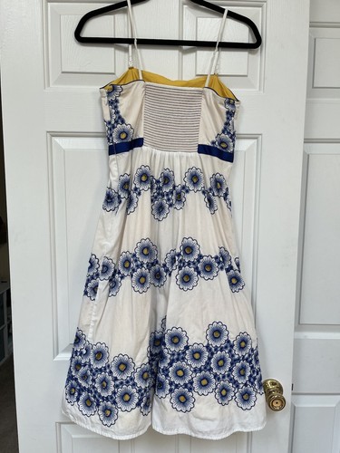 Moulinette Souers white strapless dress with blue and yellow flowers - Picture 4 of 6