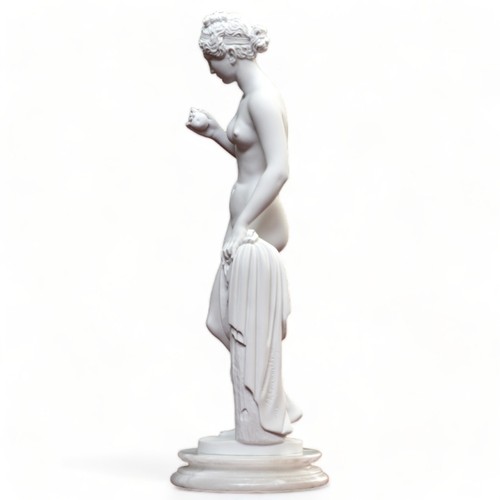 Venus Col Knob Sculpture Table White Marble with Base IN Alabaster H 40cm - Picture 4 of 8