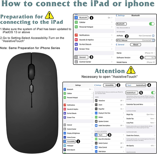 2.4Ghz & Bluetooth Wireless Rechargeable Mouse for Lenovo Ideapad 3 Laptop Mouse - Picture 2 of 21