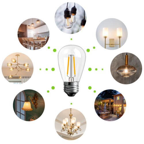 BRIMAX 50 Pcs S14 LED String Light Bulbs 2W Outdoor Shatterproof 2700K E26 - Picture 13 of 14