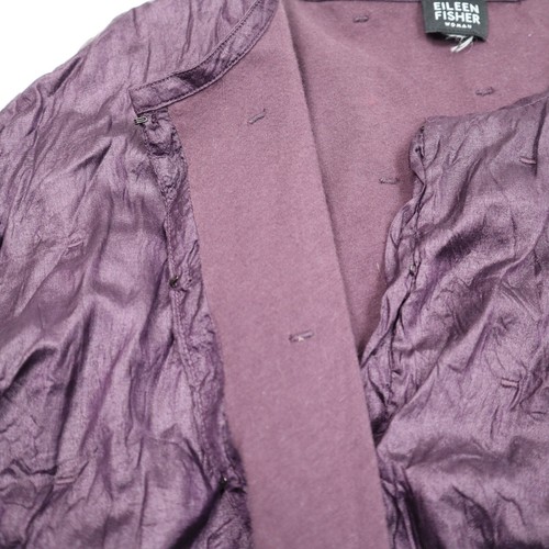 Eileen Fisher Silk Lounge Stitch Quilted Jacket Coat Mandarin Collar Size L/XL - Picture 4 of 10