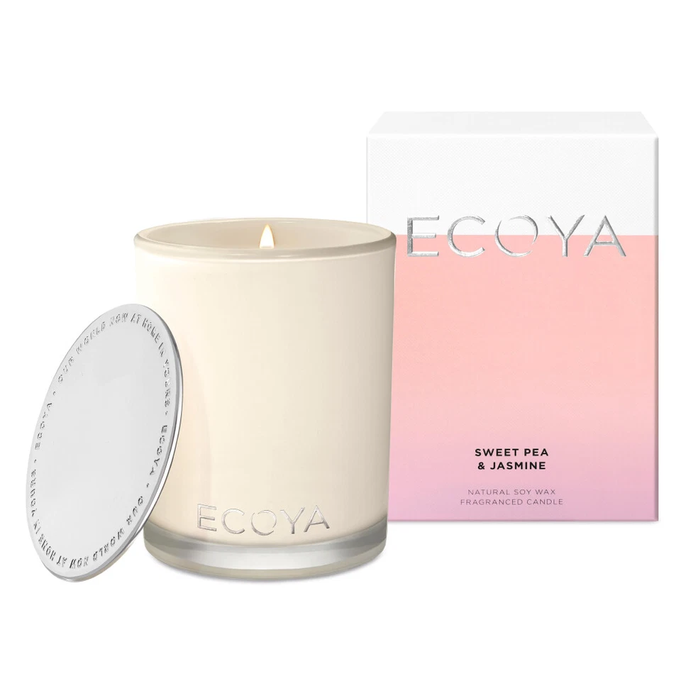 NEW Ecoya Sweet Pea & Jasmine Madison Jar Candle 400g