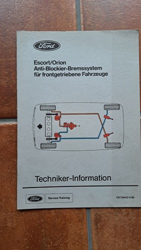 Ford Service Training Techniker Inform. 1985 ABS Escort Orion 19 Seiten