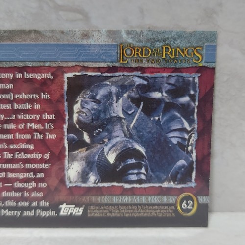 LOTR The Two Towers "To War!" #62 Card Topps 2002 - Picture 6 of 6