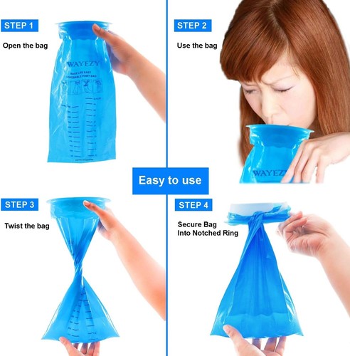 Wayezy 50 Count Leak Proof Disposable Vomit Bags Odor Proof For Travel Kids Emes - Picture 17 of 24