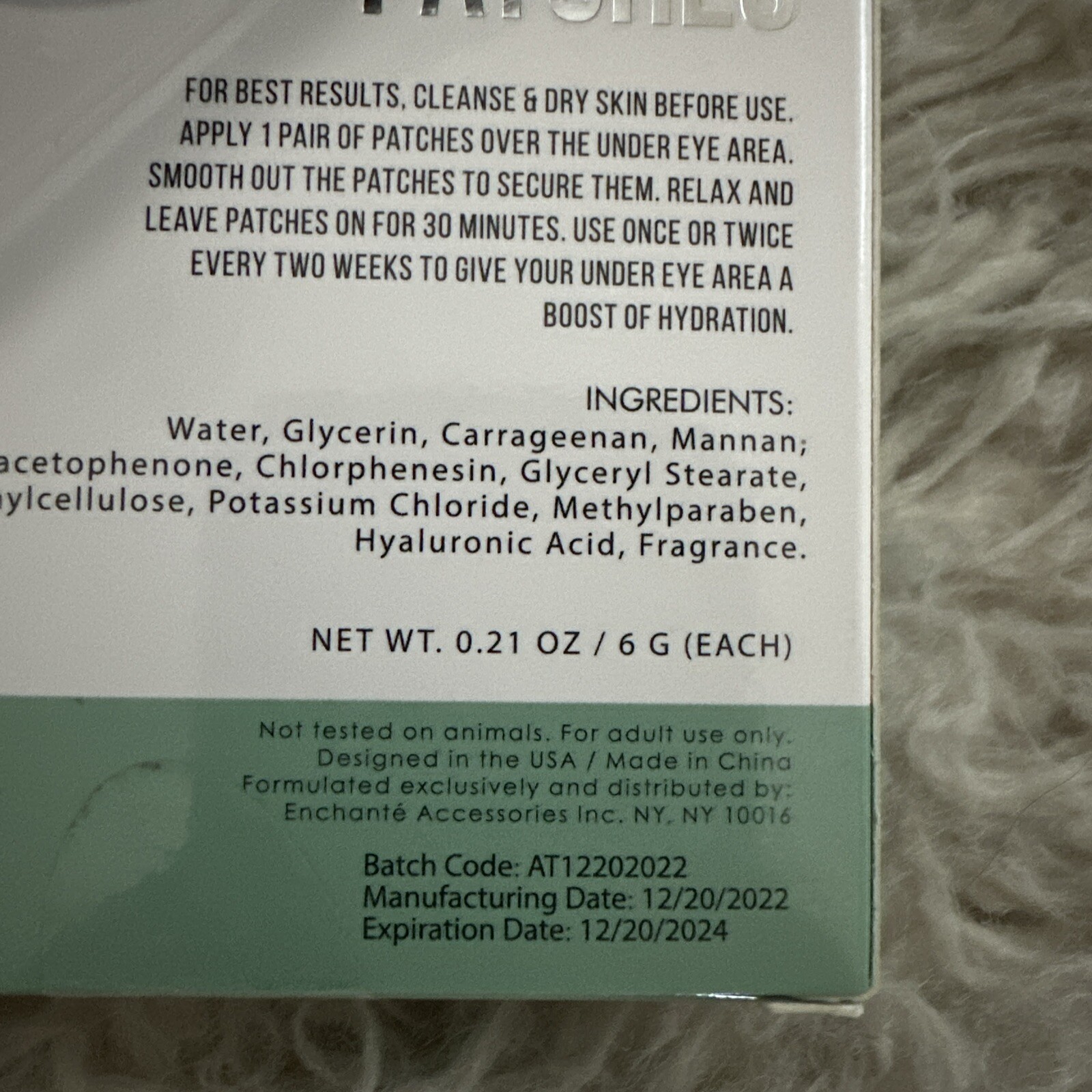 Dr. Wellness Hyaluronic Acid Under Eye Patches Eye Mask 8 Pairs NIB Exp ...