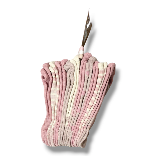 Rae Dunn Girls Pink Socks 10 Pack Size M/L Girl Power Stripes - Picture 3 of 5