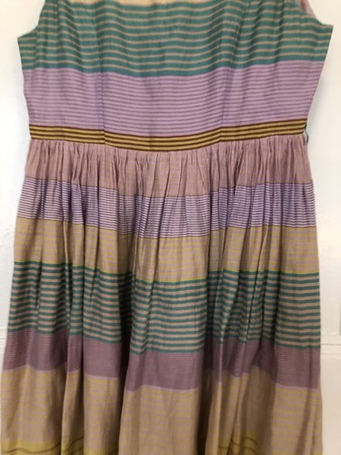 Gorman Silk Cotton Stripe Print Dress Size 10 Medi