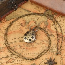Bronze Ladybug Shaped Quartz Pocket Watch with Necklace Chain Watches Kids Gifts